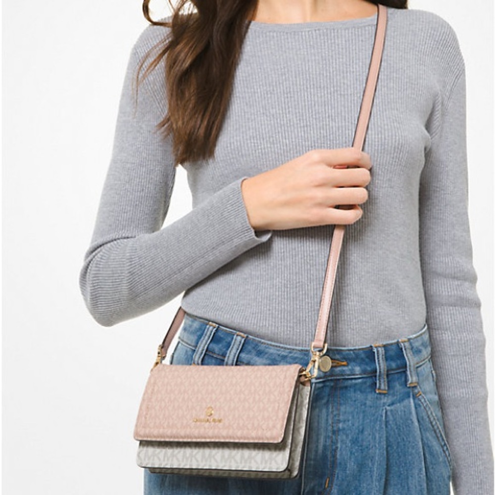 Michael Kors Jet Set Small Two-Tone Logo Smartphone Crossbody Bag